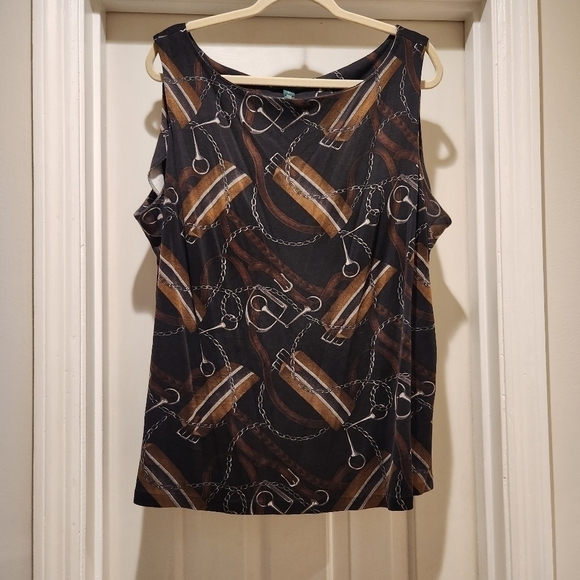Lauren Ralph Lauren Y2K Equestrian Buckle Silk Wool blend boatneck sleevless top - Picture 1 of 8